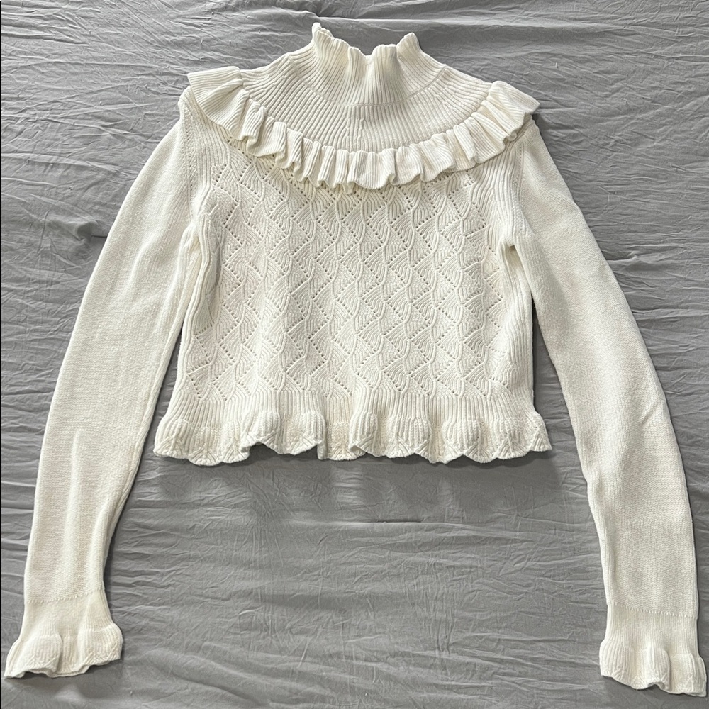 French Connection Mozart Ruffle Cropped Sweater